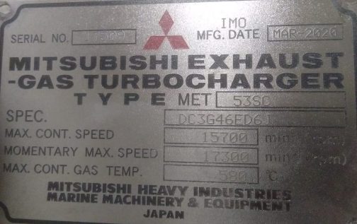 Mitsubishi Gas Turbocharger Type-MET- 53SC